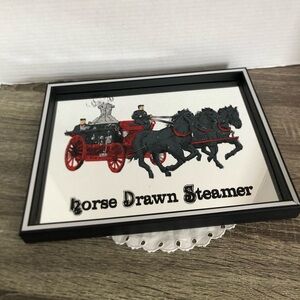 Vtg Horse Drawn Steamer Bar Mirror